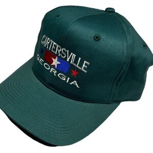 Cartersville Georgia vintage green red and blue snap back hat